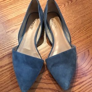 J Crew Blue Seude Pointy Flats